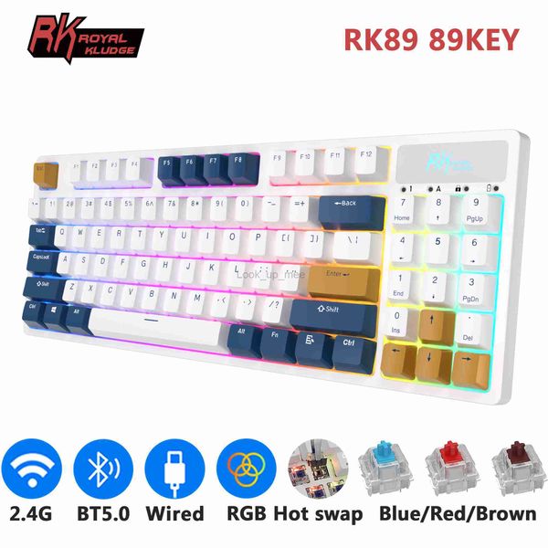 RK89 89 touches RGB sans fil Bluetooth clavier mécanique tri-mode BT5.0/2.4G/USB claviers Gamer remplaçables à chaud pour tablette bureau HKD230808