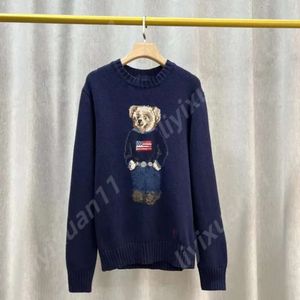 RL Bear Sweater Suéteres para hombre Suéter Ralphs Laurene Bandera de los Estados Unidos Camisa polo para hombre Tejido de oso de manga larga Jersey Moschino sólido Talla estadounidense 6428