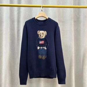 RL Bear Sweater Suéteres para hombre Suéter Ralphs Laurene Bandera de los Estados Unidos Polos para hombre Camisa de manga larga Tejido de oso Moschino sólido 6341
