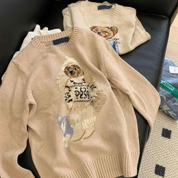 RL Designer Femmes Knits Bear Print Graphic Bear Sweater Ralp Laurens Pull Pullover broderie Classiques de mode Pluls tricotés