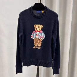 RL Designer Women Knits Bear Pull Polos Pullover broderie Pulllateurs en tricot à manches longues Laine imprimée décontractée Coton Soft Unisexe Men CXG240431-15