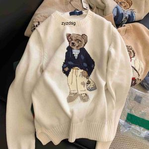 RL Designer Femmes Knits Bear Sweater S Polos Pullover broderie Pulls en tricot à manches longues Laine imprimée décontractée Coton Soft Unisexe Men Hoodie Q X