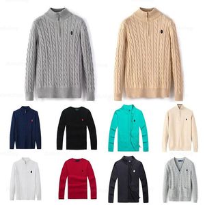 RL Mens Polo Designer Pull Shirts épais Half Halping High Necy Pullover chaud Slim Knit Knitting Choters Small Horse Brand Coton JacketSop