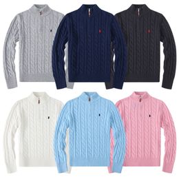 RL Polo Designer Pull Hommes Femmes Chemises Épais Demi Fermeture Éclair Broderie Cheval Motif Chaud Pull Tricot Sweat Coloré Cardigan S-2XL