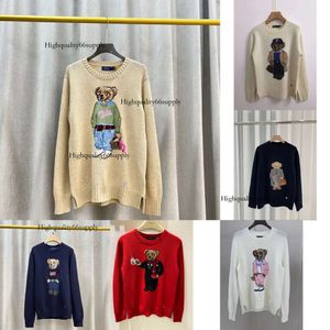 rl suéter RL oso suéter ralphs para hombre rl suéter laurence mujeres para mujer otoño suéteres de diseñador po suéter de dibujos animados oso bordado moda jersey de punto