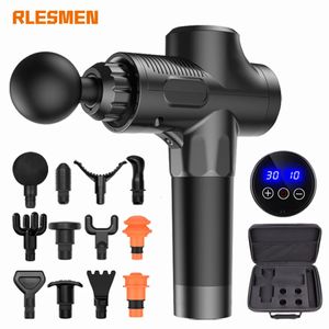 Rlesmen Professional Massage Gun 12 Heads Massora de músculos eléctricos Handheld Relajación fascial para hombres culturismo adulto 231221