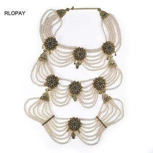 RLOPAY grote bruids parel ketting Crystal hanger in antieke vergulden Algerije bruiloft kostuum sieraden voor vrouwen