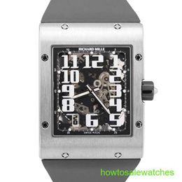 RM Business Wrist Watch Mens Extra Flat 18K White Gol Rubber 50 mm RM016 Mouvement mécanique automatique Chronographe Chronographe CHRONOGRAPE