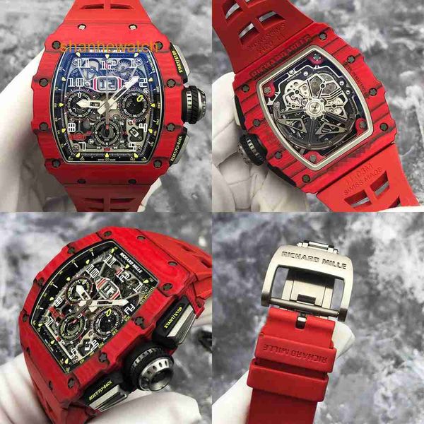 RM Calendar Reloj de pulsera RM11-03 FQ Red Devil Red NTPT Material Reloj para hombre Reloj mecánico automático esqueleto