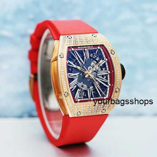RM Cronógrafo Reloj de pulsera suizo Colección Reloj de pulsera Richarder Milles Serie para hombre Rm023 Oro rosa de 18 quilates Diamante original Moda Casual Reloj mecánico automático