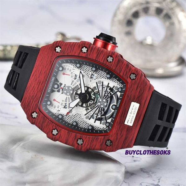 RM Designer Watch NUEVO Reloj de cuarzo en forma de cubo junto con la correa de silicona transparente de los hombres va contra la tendencia de los relojes de gran marca QFMW