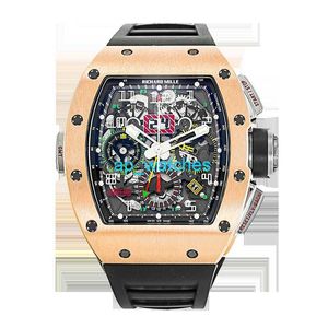 RM luxe horloges Automatic Watch Mills RM1102 Mens Watch 18K Rose Gold Kalender Tijd Maand Dubbele tijdzone Automatisch Mechanisch beroemd horloge Lu APJ1