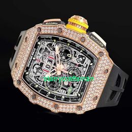 RM Luxury montres mécaniques Mouillons RM1103 Ensemble de diamant d'origine Chronologie Automatique Chronologie METTR 18K ROSE GOLD DIAMOND Set Mens Fashion Wat STJ3
