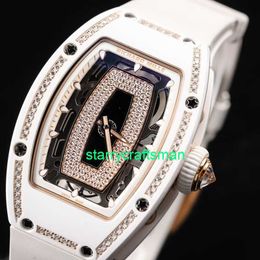 RM Luxe horloges Mechanische horloge -molens Womens Series RM0701 Black Lip 18K Rose Gold Snow Diamond Automatische Mechanische dames Witte keramische dames WATC ST07