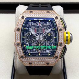 RM Luxe horloges Mechanische horloge-molens RM11-03 Automatische machines 44,5 x 50 mm Herenhorloge RM 11-03 Rose Gold Original Diamond ST7W
