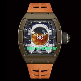 RM Luxury Montres mécaniques Watch Mills Men's Series Men's RM52-05 Astro Tourbillon Titanium Alloy ENAMEL Mars Disk Limited à 30 pièces ST4I