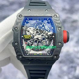 RM Luxe horloges Mechanische horloge-molens RM35-02 NTPT Koolstofvezel uitgehold wijzerplaat met grote drie benodigde automatische mechanische herenhorloge stdd