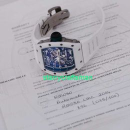 RM Relojes de lujo Milliceros RM030 White Ceramic Mens Watch Automatic Machiner