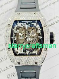 RM Luxury horloges Mechanische horloge -molens RM010 Een 18K White Gold Factory Diamonds Watch STQC