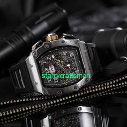 RM luxe horloges Mechanische horloge -molens Johnson Watch Men Mechanical Xenon Gas Wormhole Concept Heren Mechanische Tritium Gas Watch Black Silver Styr