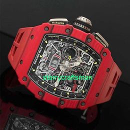 RM Luxury Montres mécaniques Watch Mills Watch Men's's's Series RM11-03 Red Magic NTPT Édition limitée Tourbillon Full Hollow Automatic Mechanical Set ST6A