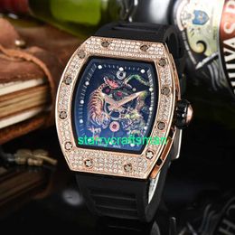 RM Relojes de lujo Dial en forma de barril de relojes mecánicos con insarla de diamantes dragon tiger Quest masculina Draft Cierro exclusivo de cuarzo Mira atmosférica me sttn