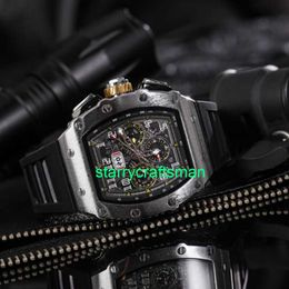 RM Luxe horloges Mechanische horloge Mills Johnson Watch Mens Mechanische Xenon Gas Wormhole Concept Mens Mechanische Tritium Gas Watch Zwart zilver Diamon STPP