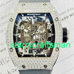 RM Luxury Montres mécanicales Watch Mills RM010 Un diamant d'usine en or blanc 18 carats montre STLJ