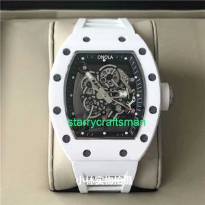 RM Luxe horloges Mechanische horloge -molens wijnvat koolstofvezelheren automatisch mechanisch miller horloge gepersonaliseerde grote wijzerplaat witte keramische heren en stha