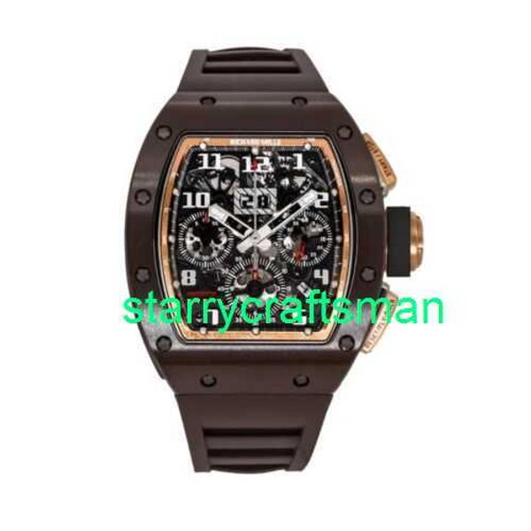 RM Relojes de lujo Mills Mills Men's Watch RM011 Brown Ceramic Rose Gold Tzp Asian Edition Stid