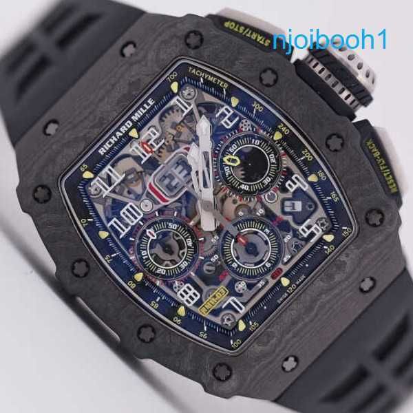 RM Pilot Wrist Watch RM11-03 Serie Black Knight NTPT Máquina de sincronización de fibra de carbono Swiss Famoso RM1103 CRONOGROLOGRO