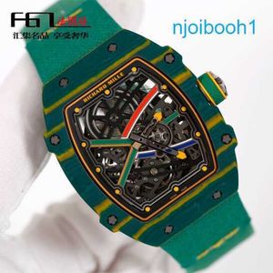 RM Pilot Wrist Watch RM67-02 NTPT FIBRE DE CARBON Quartz Titanium Metal Dial Machinery Chronographe de renommée mondiale