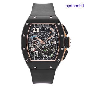 RM Pilot Wrist Watch RM72-01 Lifestyle Chronograph Chronograph Black Ceramic RM7201 Automatique Mouvement mécanique du mouvement Tourbillon