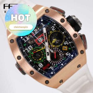 RM Racing Wrist Watch RM11-02 18K Rose Gold Calendar Time Mes Doble Time Zone Famoso Luxury Single RM1102
