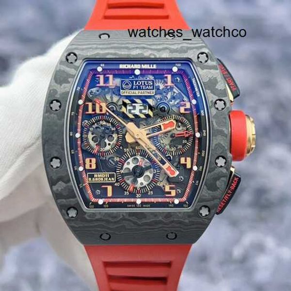 RM Timepiece Top Wuts Watch Watch Ballest Wallwatch Richardmillie RM011 Lotus F1 Team Lotus Black NTPT Fibra de carbono Mecán Mecán