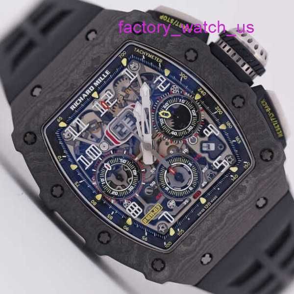 Reloj RM Cronógrafo Reloj clásico Serie Rm11-03 Black Knight Ntpt Máquina de sincronización de fibra de carbono Cronógrafo suizo famoso RM1103