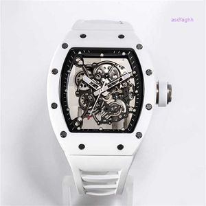 RM Bekijk Luxury Watch Barrel Style Business Lecture Manual Mechanical All-In-One Machine Watch Ceramic Case Rubber Strap Men's Hand