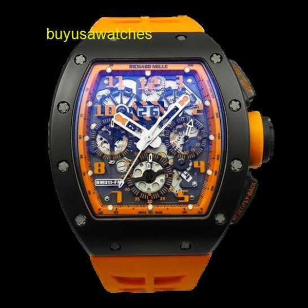 Montre RM Moissanite Montre RM011-FM Série Homme RM011 Orange Céramique Édition Limitée Mode Homme Loisirs Sport Mécanique