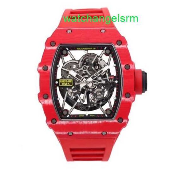 RM Watch Mouvement Montre Belle Montre RM35-02 Série Homme NTPT Fibre de Carbone Automatique Mécanique Montre Homme RM3502 Diable Rouge avec Carte de Sécurité