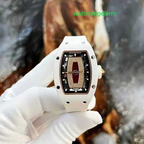 RM Watch Swiss Watch Tactical Watch RM07-01 Serie de mujer RM07-01 Labio negro de 18 km de oro Rose Diamante Diamante White White