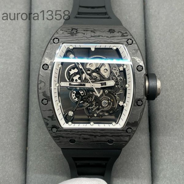 Montre-bracelet RM en diamant, montre fonctionnelle, édition limitée, montre mécanique manuelle en Fiber de carbone, Rm055, montre de luxe, horloge simple