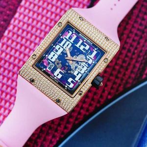 RM Reloj de pulsera KU+ Reloj de pulsera de fábrica Reloj de lujo Richardmile Mens Rm016 Automático 18k Oro rosa Diamante Reloj de lujo para hombre