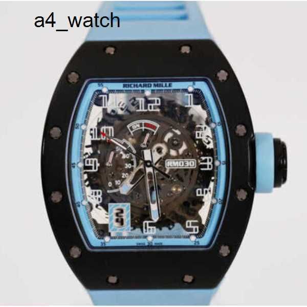 RM montre-bracelet Richardmillie montre-bracelet Rm030 argentine bleu noir carbone creux Date stockage dynamique hommes