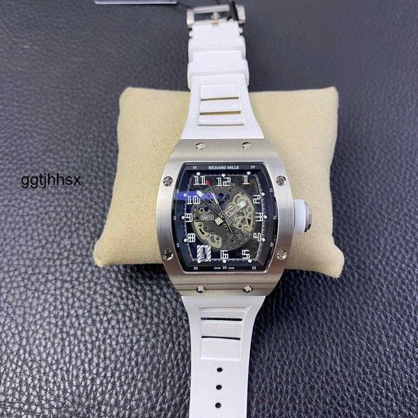Reloj de pulsera RM Reloj de pulsera Richardmillle RM010 Movimiento automático suizo Espejo de zafiro Correa de caucho importada