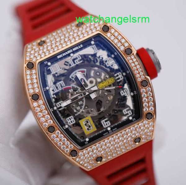 RM Montre-bracelet Celebrity Casual Montre RM030 Montre mécanique automatique sertie de T Square Diamond Rose Gold Machines automatiques Swiss Famous