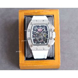 Rm011 Waterdicht Stalen Horloge Diamond ETA FM Mechanische Out Case Roestvrij Beweging Lichtgevend 904L Iced Heren Horloge