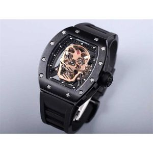 RM052-01 SUPERCLONE Actieve Tourbillon Watches Polshorge Luxury Skull Designer RM52 Skull Black Diamond uitgehold Man's Automatic Mechanica 1 XSRP LHU4 Ylel