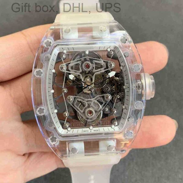 Rm056 Superclone Active Tourbillon Eur Luxury Mens Mécanique Montre Tendance De La Mode Rm056 Montre Mécanique Entièrement Automatique Creux Tourbillon Snow Glass Tape