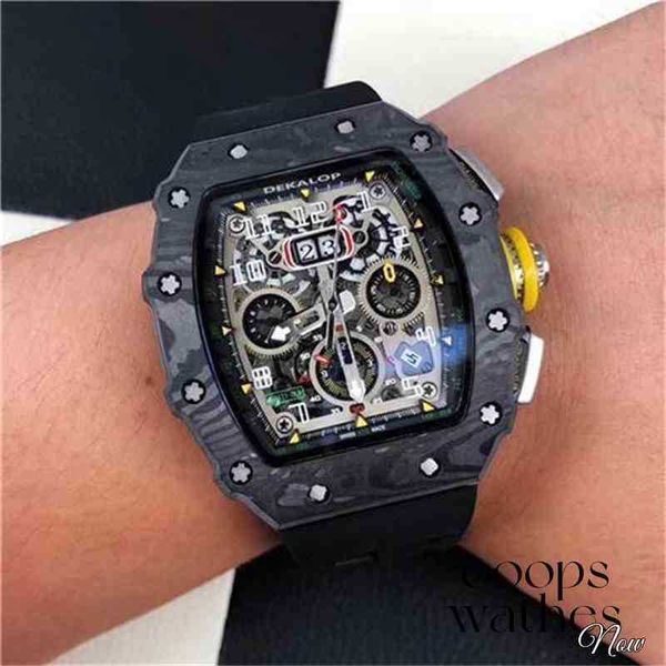 RM11 Mensificación de relojes Motaje de relojes Automáticos de lujo Mecánica para hombres de lujo Mira Devils Fibra de carbono Black Tess