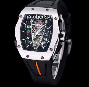 RM40-01 Reloj para hombre con cuerda automática Relojes deportivos de lujo Esfera esquelética Caja de acero inoxidable Reloj de pulsera suizo Tonneau Cristal de zafiro resistente al agua